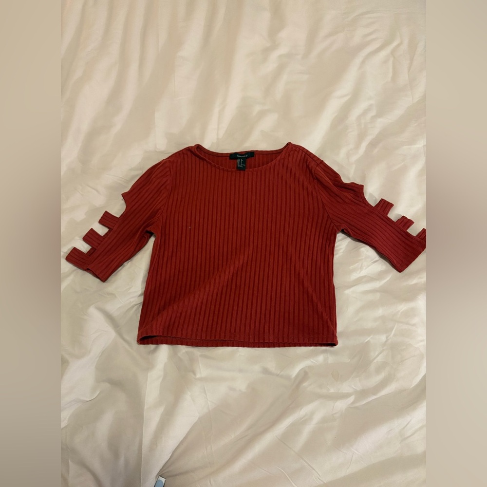 Forever 21 Burgundy Ribbed Top